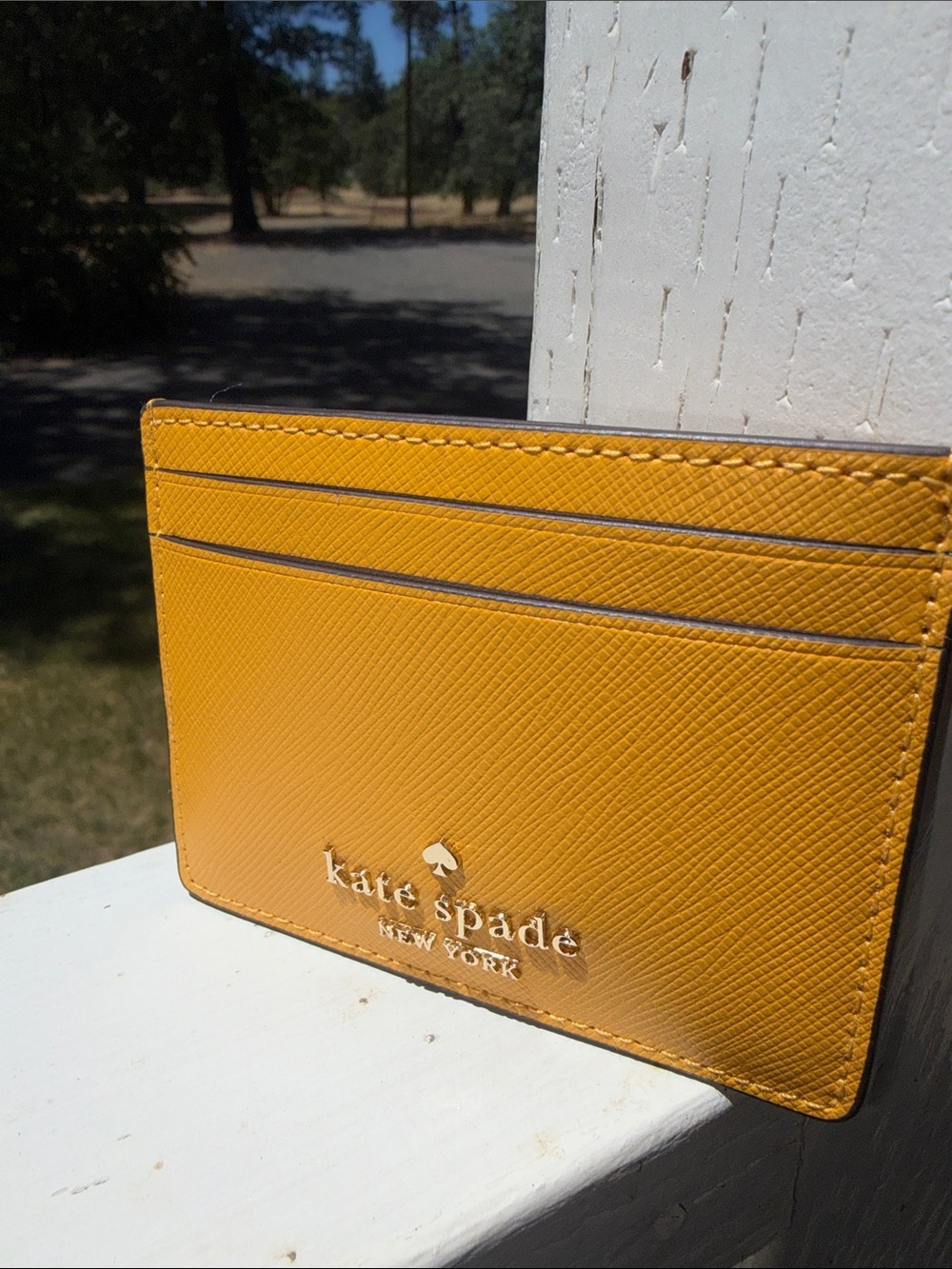 kate spade yellow leather card holder